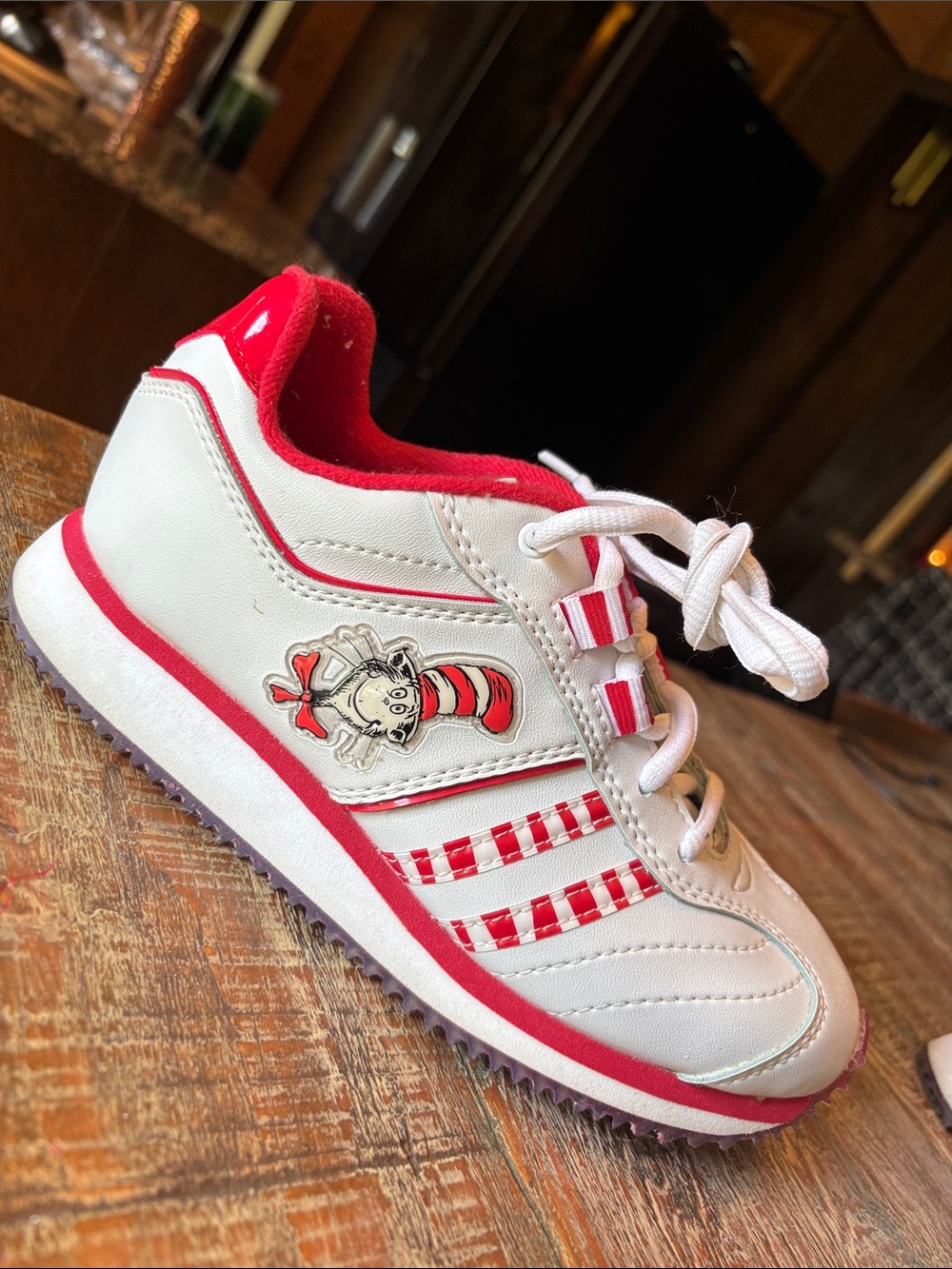 Dr. Seuss White and Red Kids Cartoon Lace-Up Sneakers